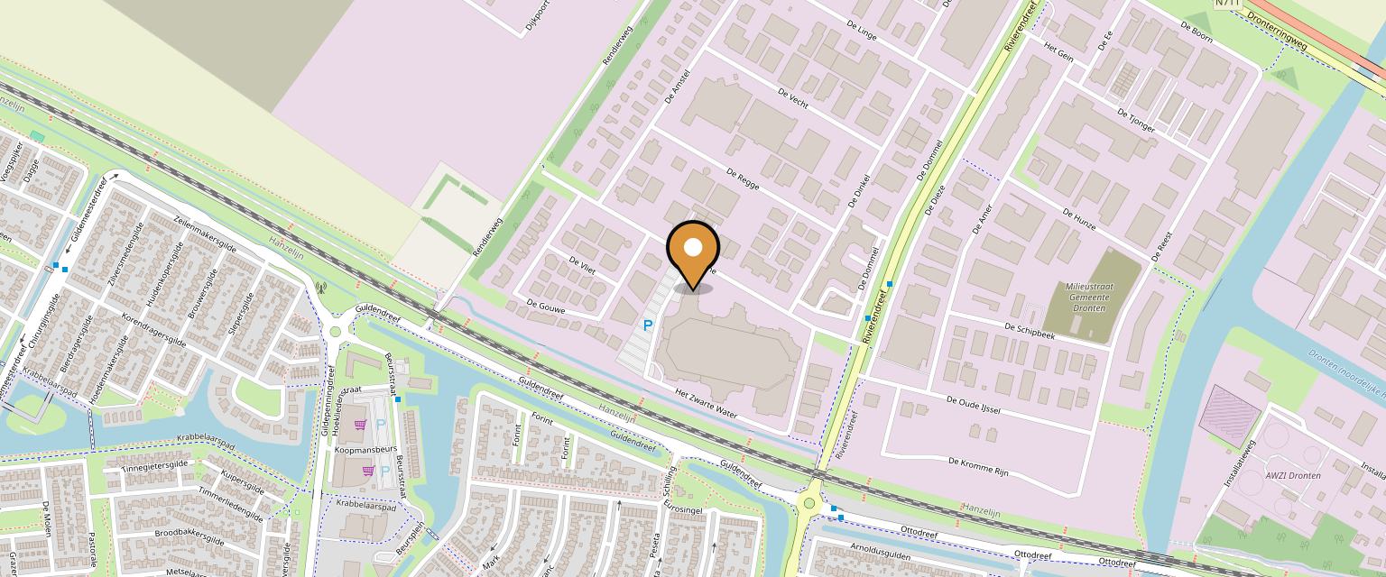 Kaart met de locatie van MotoXpert aan Het Spaarne 18 in Dronten
